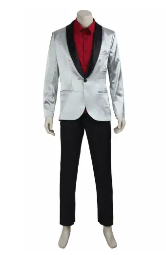 Suicide Squad Joker Jared Leto Silver Cotton Trench Blazer