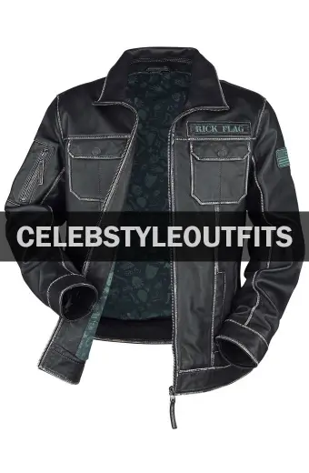 Joel Kinnaman Rick Flag Suicide Squad Black Leather Jacket
