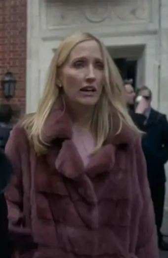 The Undoing Janel Moloney Sally Maybury Pink Fur Trench Coat