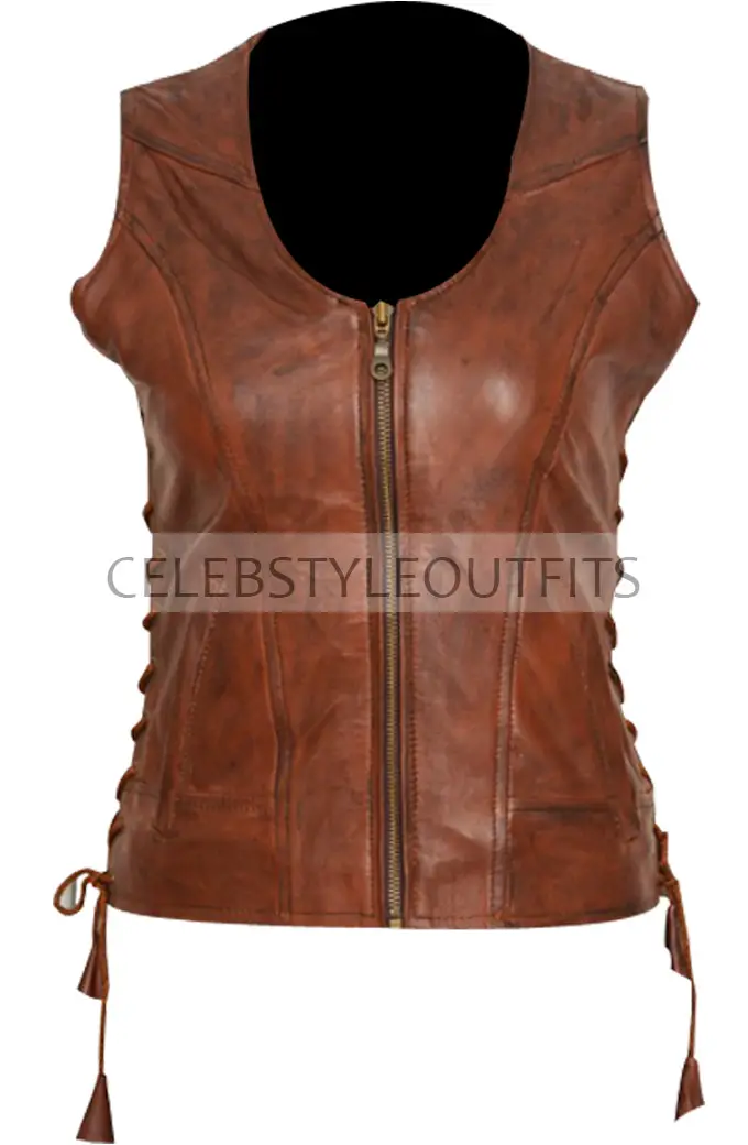 The Walking Dead Michonne Danai Gurira Brown Leather Vest danai-gurira-the-walking-dead-vest