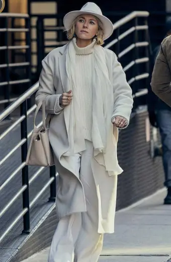 Naomi Watts The Watcher Nora Brannock White Long Coat