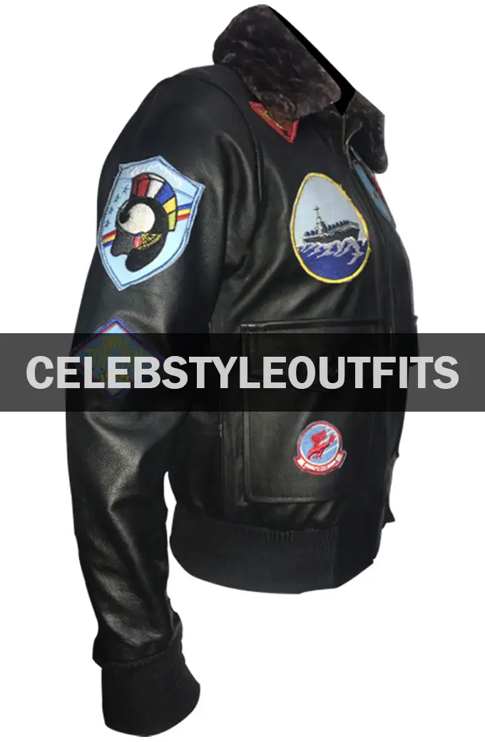 Top Gun Tom Cruise Maverick Aviator Bomber Shearling Jacket tom-cruise-top-gun-black-jacket