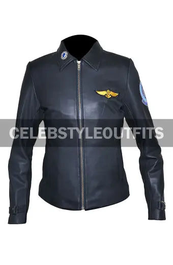 Top Gun Kelly McGillis Charlotte Blackwood Black Pilot Jacket