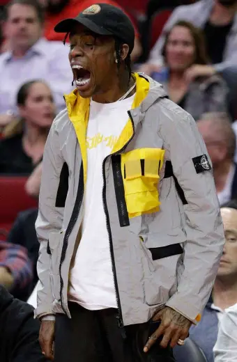 Travis Scott Stone Island Mens Grey Hooded Cotton Jacket