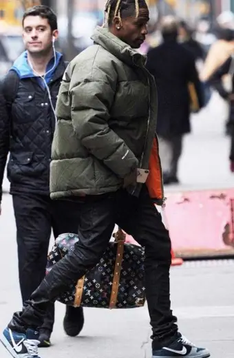 Mens Travis Scott Casual Green Parachute Quilted Puffer Jacket