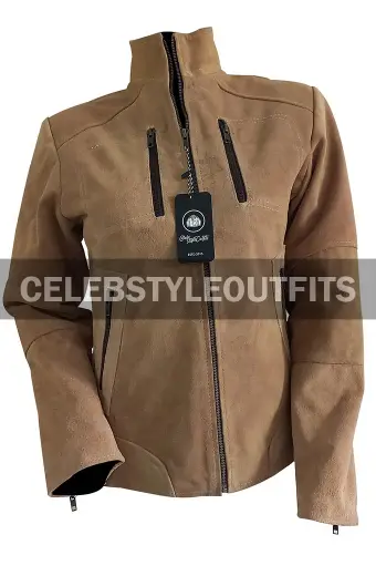 Nina Dobrev Elena Gilbert Vampire Diaries Brown Suede Jacket