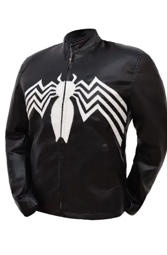 Eddie Brock Venom Movie Tom Hardy Mens Black Leather Jacket