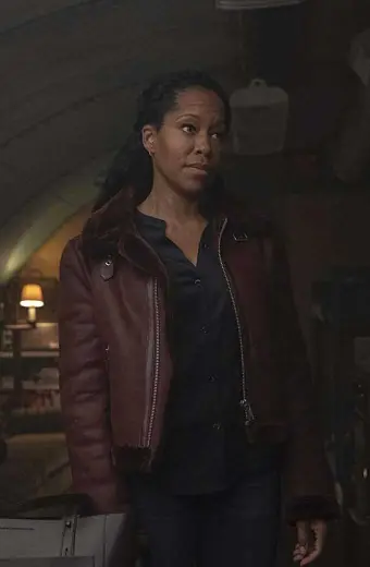 Regina King Watchmen Angela Abar Maroon Shearling Jacket