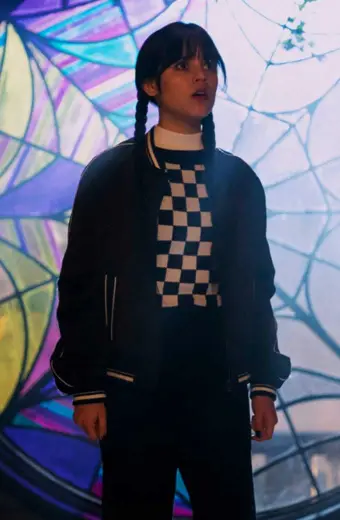 Wednesday Addams Jenna Ortega Black Bomber Varsity Jacket