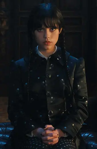 Wednesday TV Series Jenna Ortega Black Cosplay Satin Coat