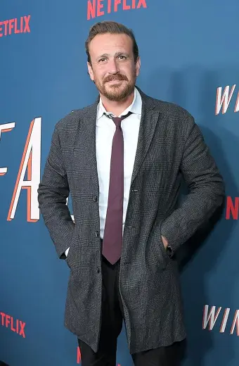 Windfall Jason Segel Nobody Grey Pinstripe Cotton Trench Coat