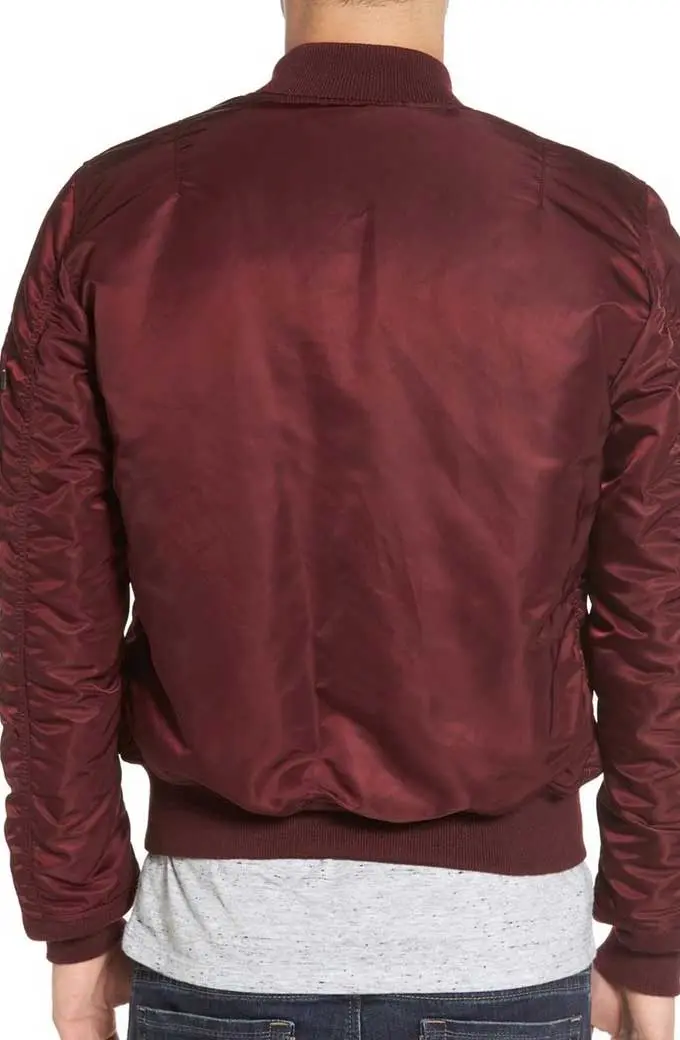 Casual Wiz Khalifa Street Mens Bomber Maroon Satin Jacket wiz-khalifa-cameron-rapper-casual-jacket