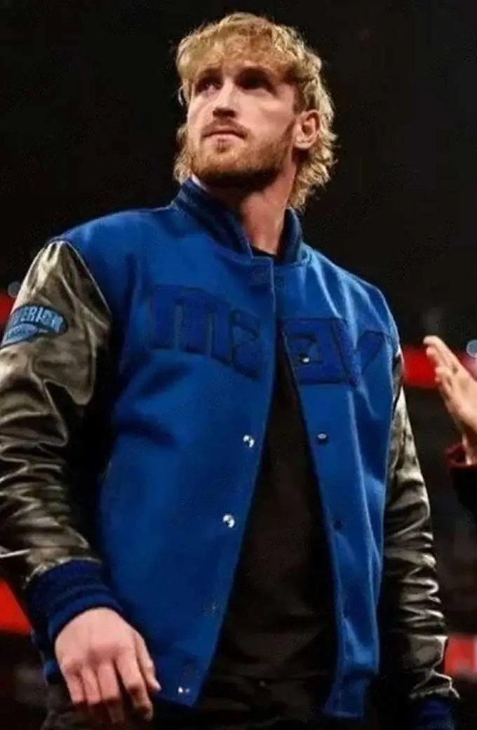 Logan Paul WWE Superstar Smackdown Blue Varsity Bomber Jacket wwe-superstar-logan-paul-smackdown-jacket