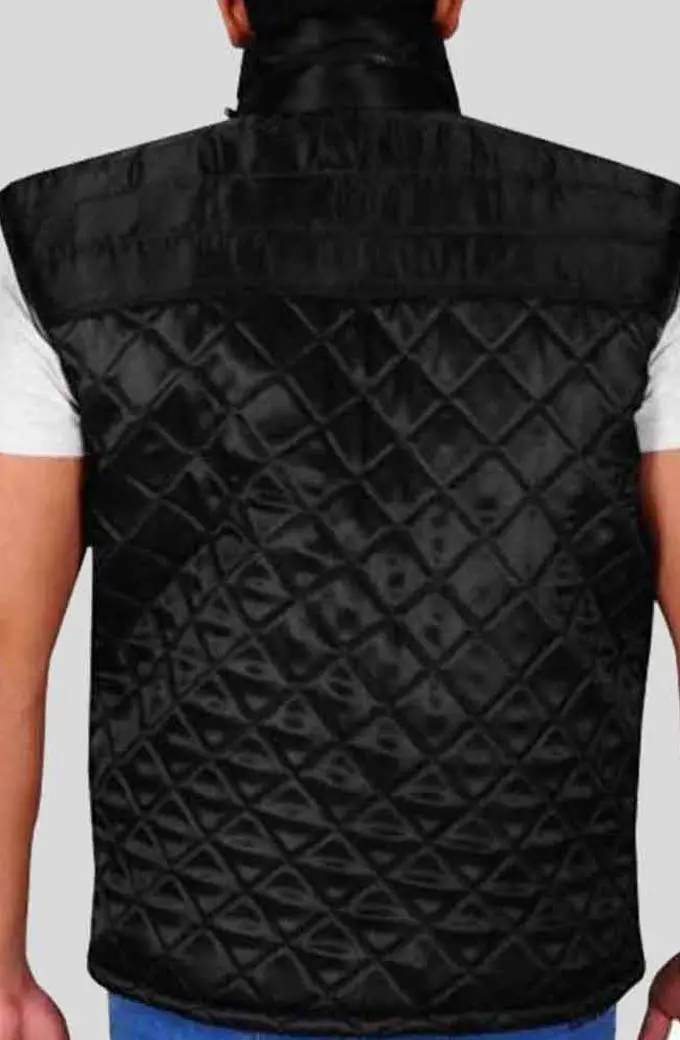 Wrestler WWE John Cena Black Satin Quilted Puffer Zipper Vest wwe-wrestler-john-cena-vest
