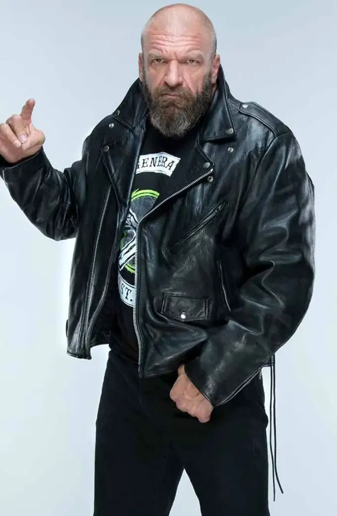 WWE Triple H Paul Levesque Mens Black Biker Leather Vest paul-levesque-triple-h-wwe-vest