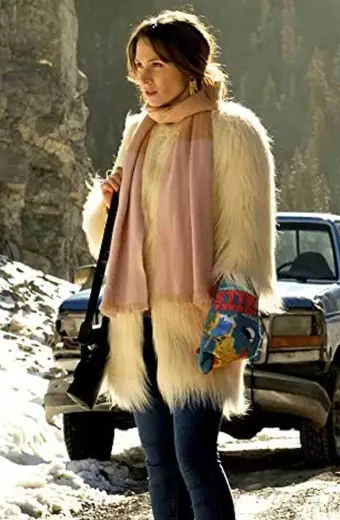 Dominique Provost Chalkley Wynonna Earp Waverly White Fur Coat