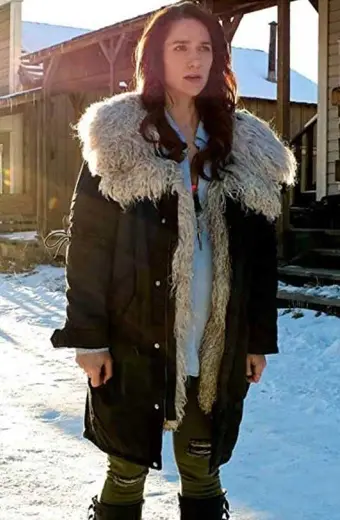Melanie Scrofano Wynonna Earp Black Cotton Fur Lined Coat