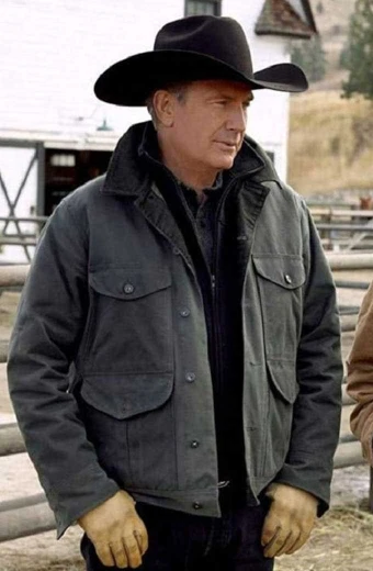 Yellowstone John Dutton Kevin Costner Black Cotton Jacket