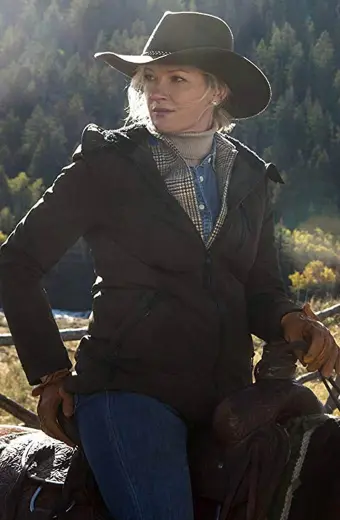 Yellowstone Gretchen Mol Evelyn Dutton Brown Hooded Jacket