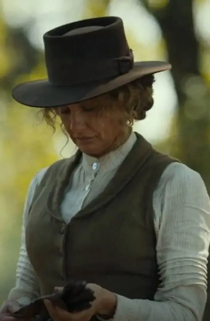Yellowstone TV Show Faith Hill Margaret Dutton Brown Wool Vest yellowstone-faith-hill-brown-vest