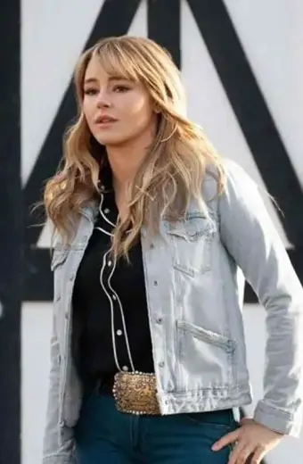 Laramie Yellowstone TV Show Hassie Harrison White Denim Jacket
