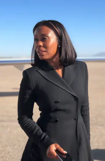 Yellowstone Willa Hayes Karen Pittman Black Wool Trench Coat