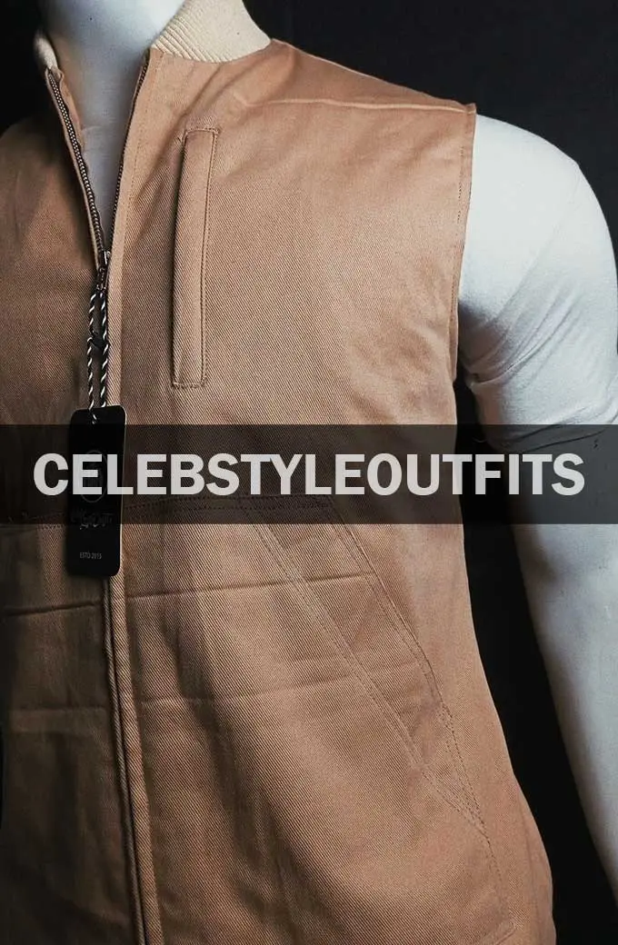 Kayce Dutton Luke Grimes Yellowstone TV Show Brown Cotton Vest yellowstone-luke-grimes-cotton-vest