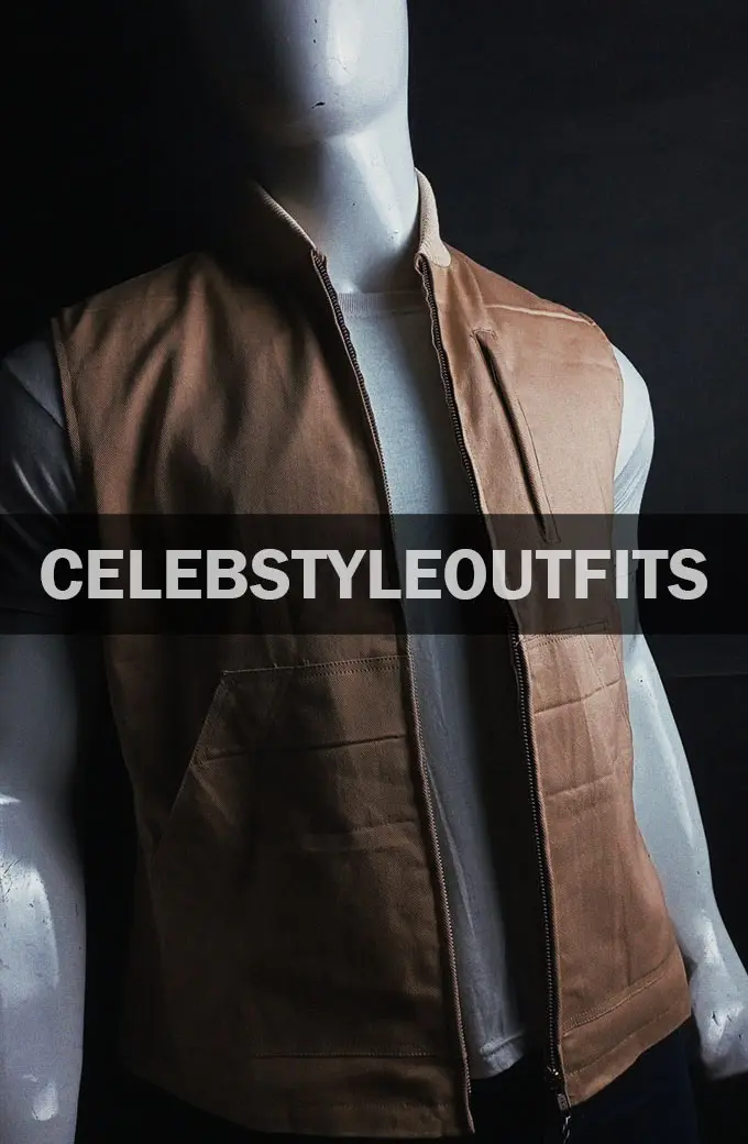 Kayce Dutton Luke Grimes Yellowstone TV Show Brown Cotton Vest yellowstone-luke-grimes-cotton-vest