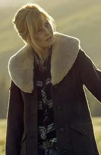 Beth Dutton Yellowstone Kelly Reilly Shearling Brown Wool Coat