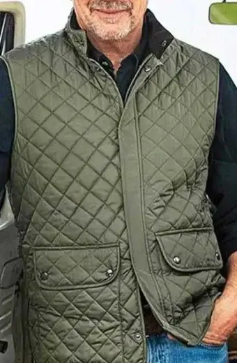 Yellowstone John Dutton Kevin Costner Quilted Green Satin Vest