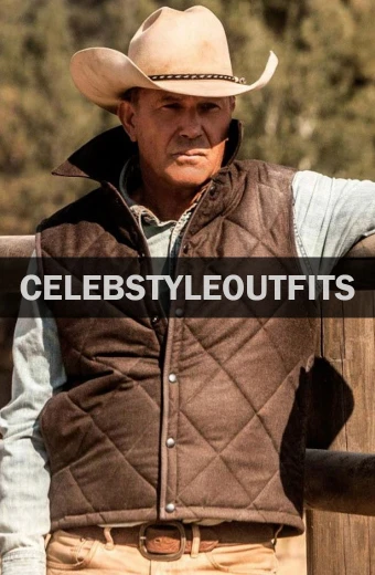 Kevin Costner Yellowstone John Dutton Ranch Brown Satin Vest